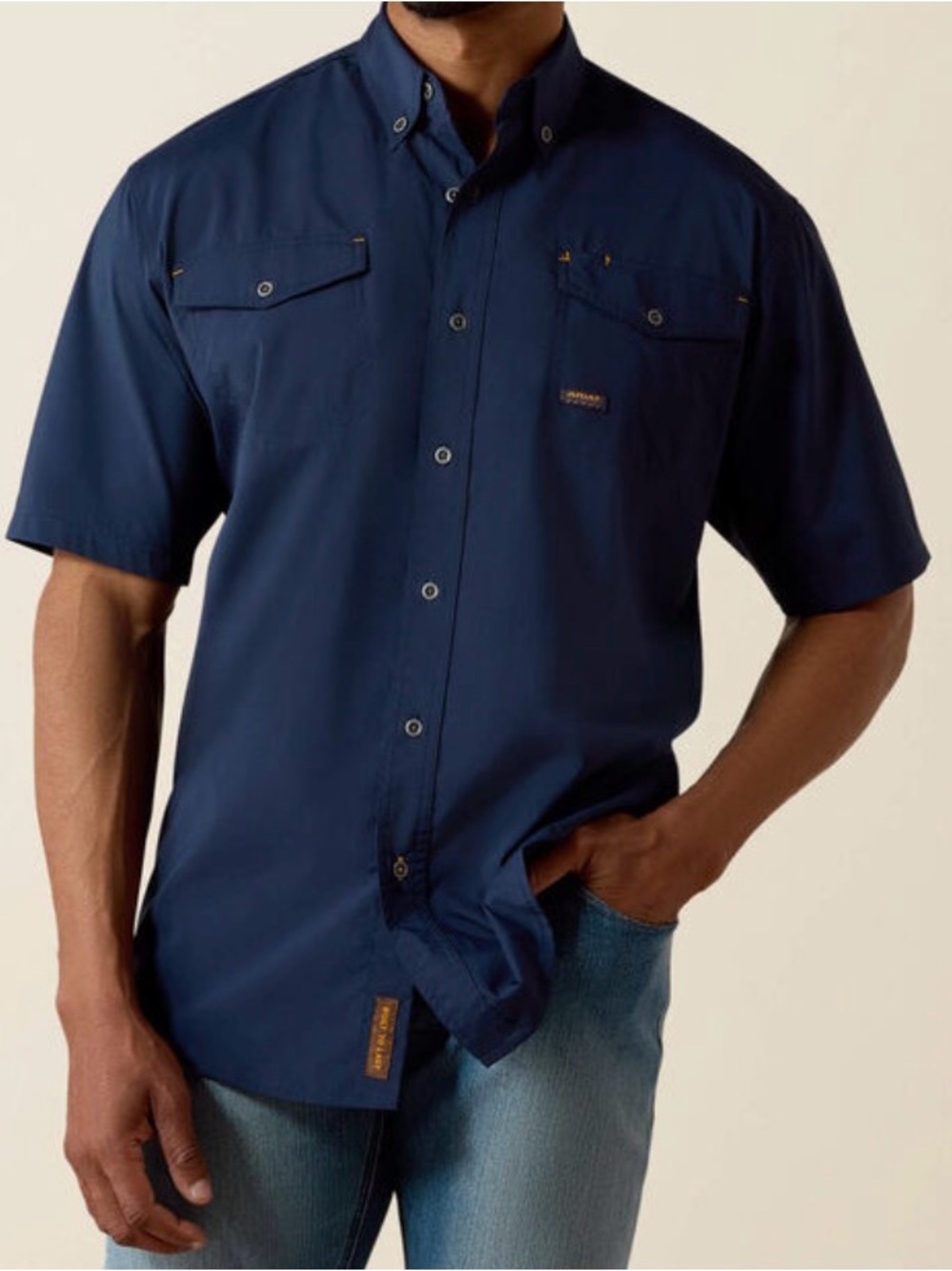 Ariat Rebar Made Tough VentTEK DuraStretch Work Shirt Navy Blue Men’s Size 4XL